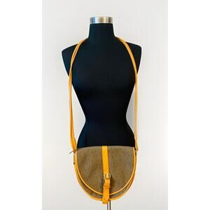 Vintage Yves Saint Laurent YSL Shoulder Bag Camel Leather Jacquard Crossbody